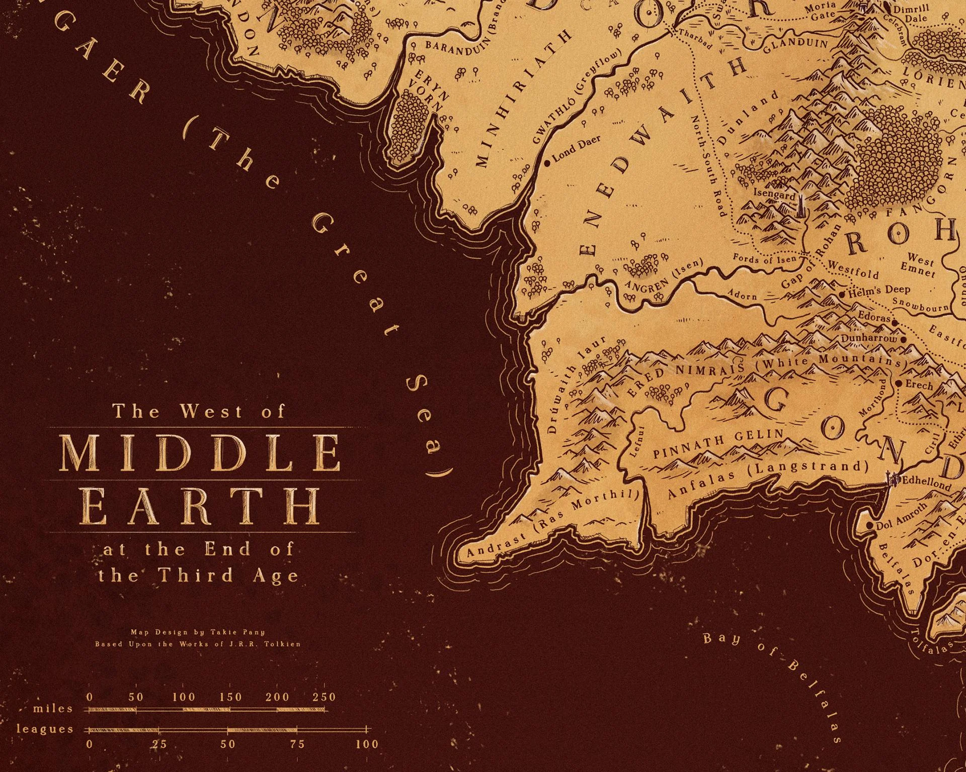The West of Middle-earth at the end of the Third Age - Map Design by Takie Pany